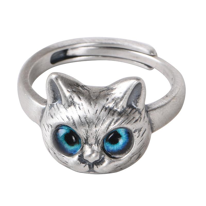 Bague chat aux yeux bleus