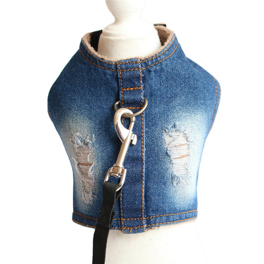 Harnais pour chat en denim