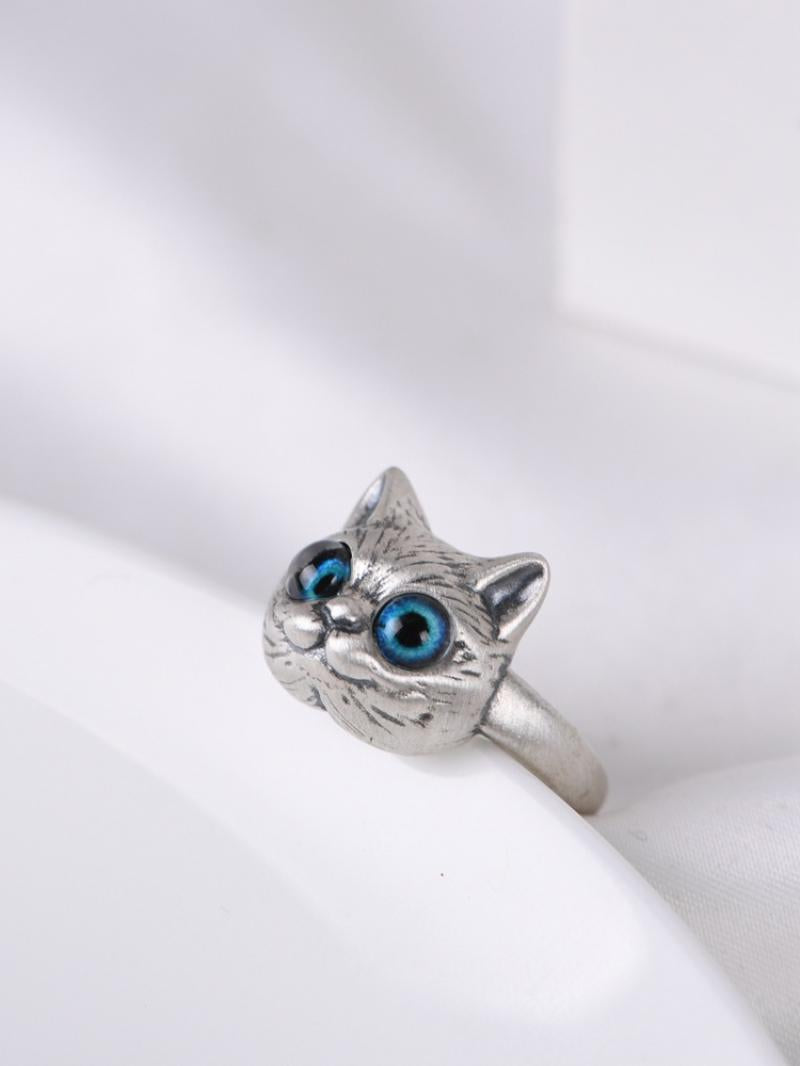 Bague chat aux yeux bleus