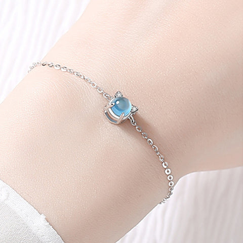 Bracelet chat avec perle bleu
