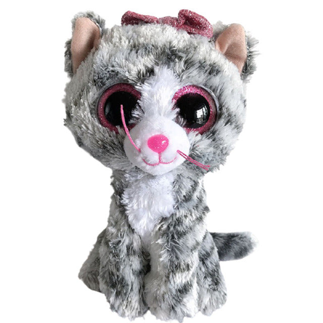 Peluche chat gris avec les grands yeux