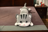 Peluche chat gris oreiller d'accompagnement