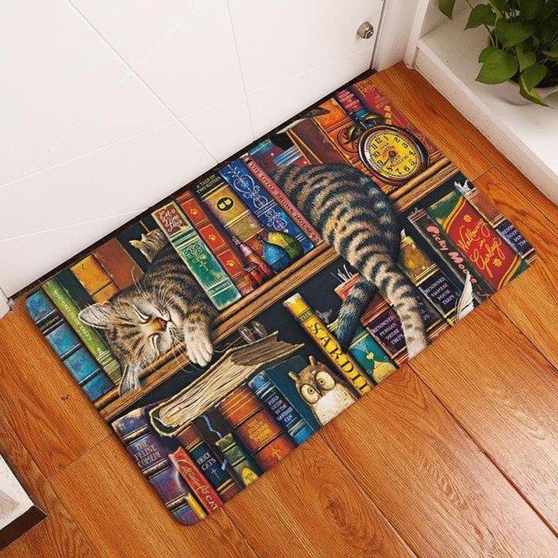 Tapis de Sol Chat Réaliste Rayé Livre