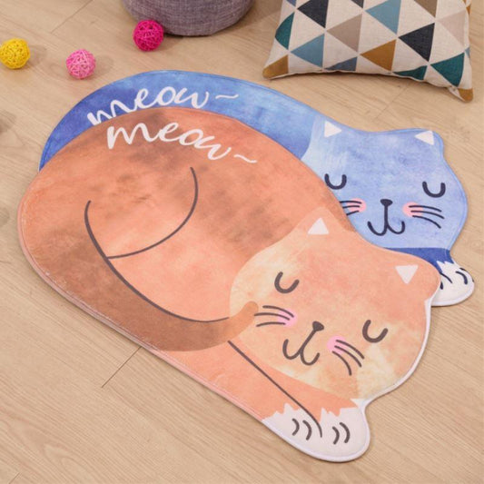 Tapis de Sol Forme de Chat Bleu