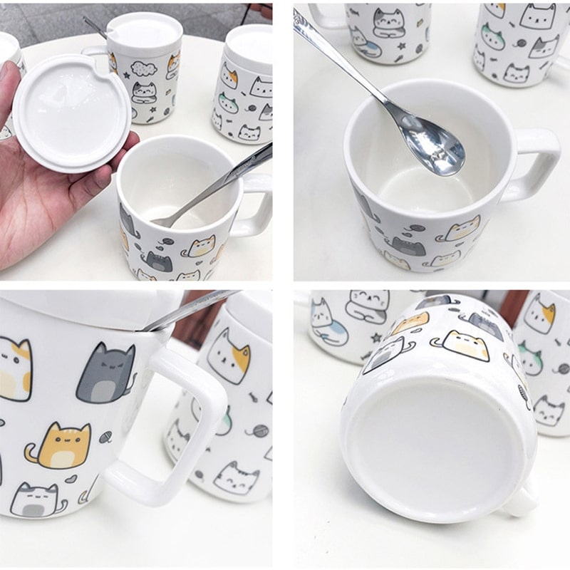 Tasse Motif Chat avec Couvercle